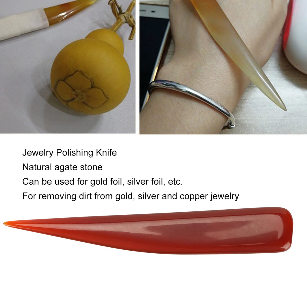 Agate Burnisher Knife Jewelry Polishing Burnishing Tool for Gold Silver and Copper 10cm Length Agate Polishing Knife Qme