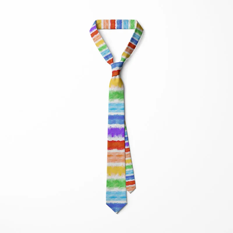 Personality Colorful Rainbow Striped Tie Fashion Business Fun Men's Qme style2 CN