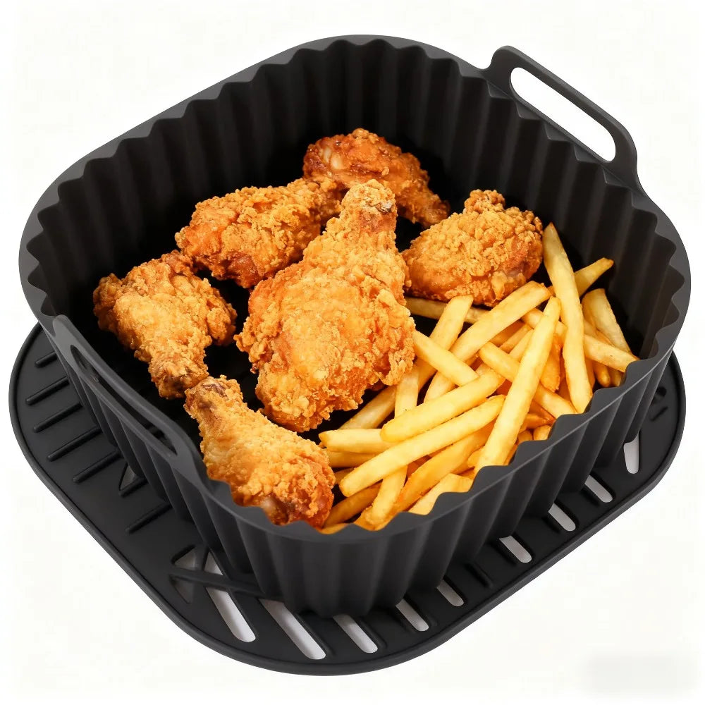 Reusable Air Fryer Silicone Liners Square Non Stick Basket Mat 4-7QT Qme