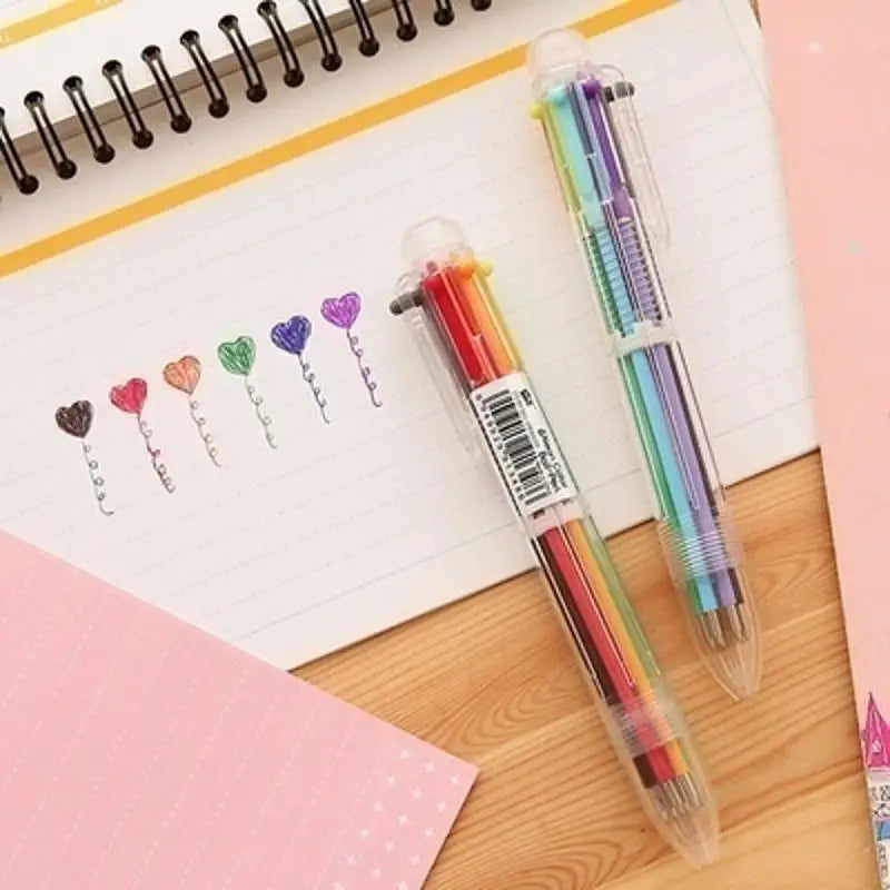 6 Ballpoint Pen Office Stationery Colored Oil Creative Multi-color Qme