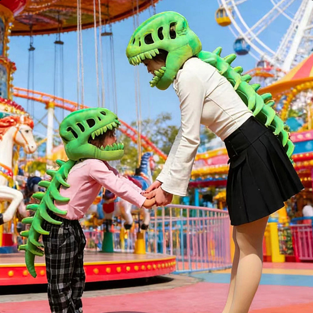2026 New Soft Dinosaur Skeleton Costume Headpiece Children Adult Party Props Cosplay Wearable Cute Dinosaur Suit Christmas Gift Qme