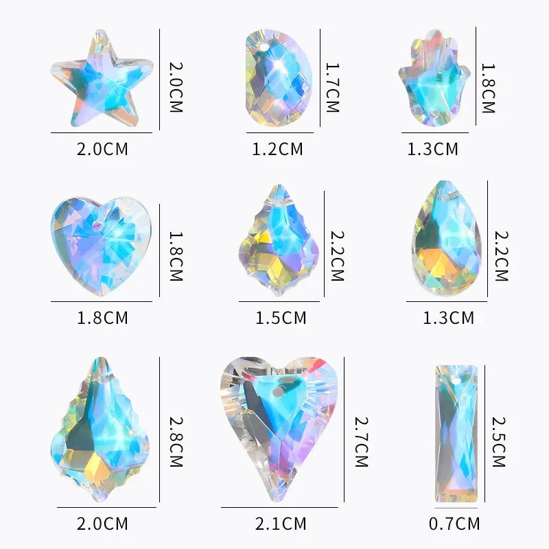 AB Color Crystal Pendants Shiny Charms Loose Beads for Necklace Bracelet Earring DIY Crafting Jewelry Accessory Making Supplies Qme