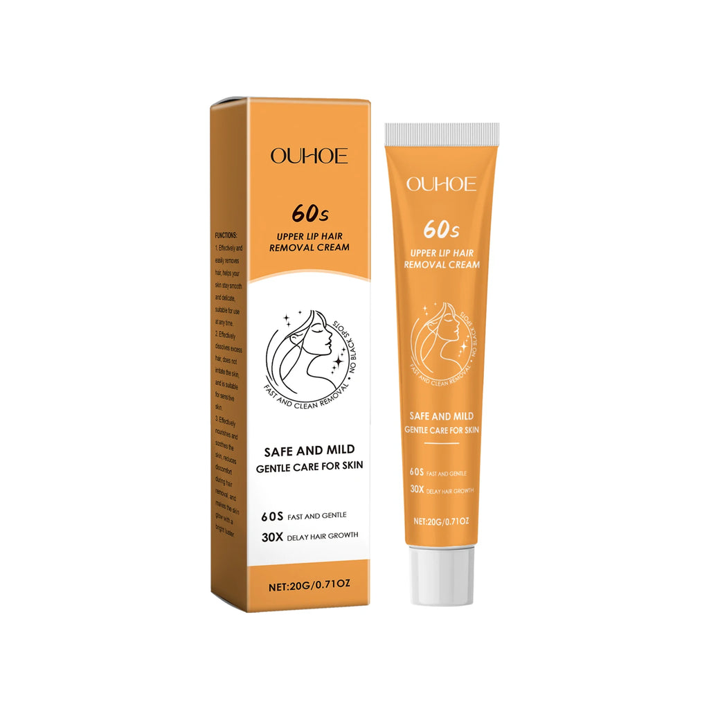 Hair Removal Cream for Face & Body Painless Depilatory Cream Smooth Skin Hair Remover Growth Inhibitor for Underarms Legs Arms Qme 20g Boxed