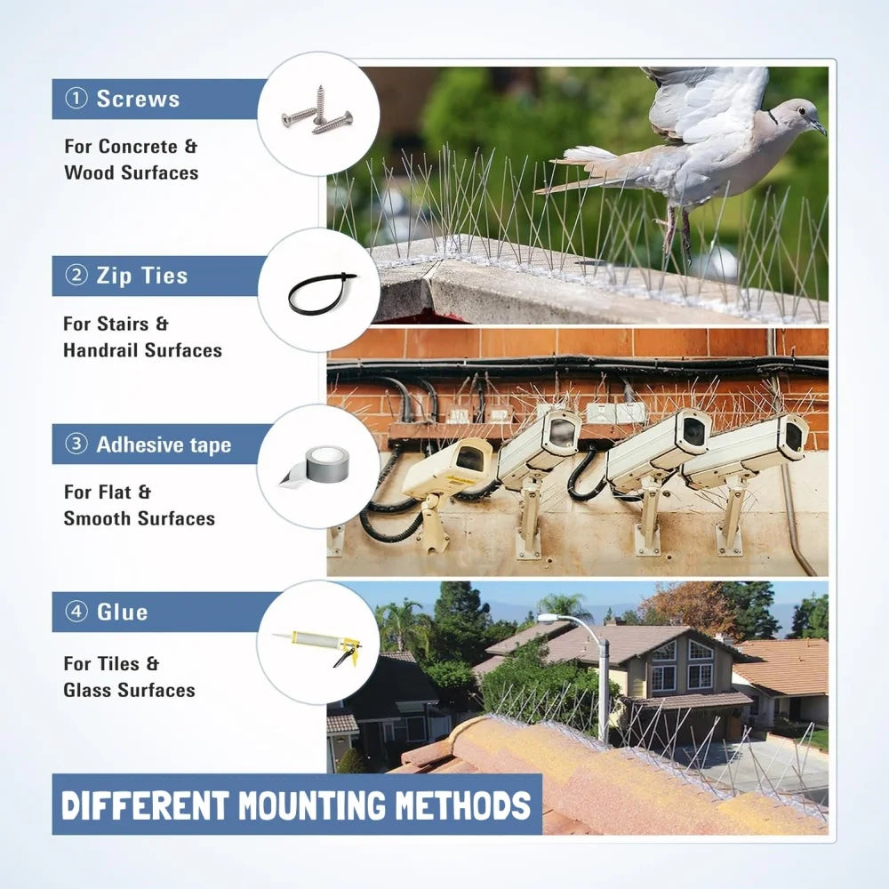 Stainless Steel Anti Bird Thorn Fence Deterrent Anti Bird Pigeon Squirrel Spikes Catcher for Garden Fence Roof Anti Bird Spike Qme