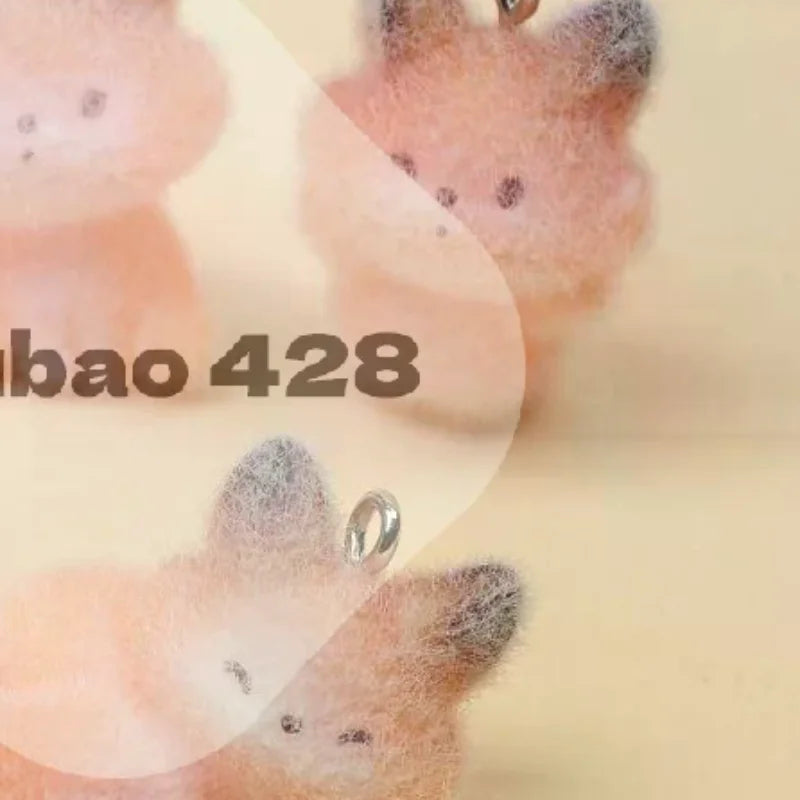 4pcs Resin Material Cute Cartoon Animal Fox Flocking Resin Charms Pendant For Jewelry Making DIY Keychain Necklace Accessories Qme