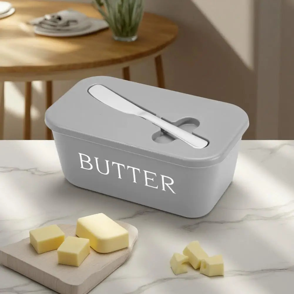 Butter Container Box Dish Lid Knife Restaurant Sealed Storage Kitchen Qme