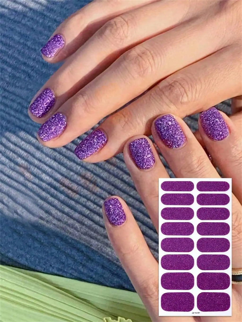 Beauty Sticker Nail Full Wraps Polish Strips Winter Pink Glitter Qme