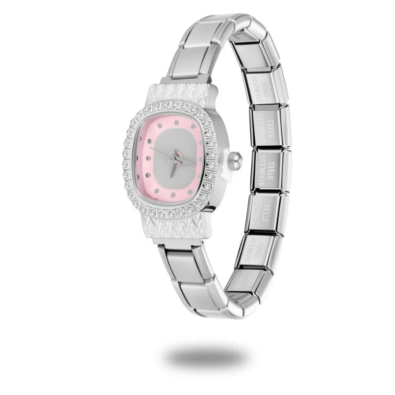 Fashion Colorful Dial Square Stainless Steel Women Zircon Series
