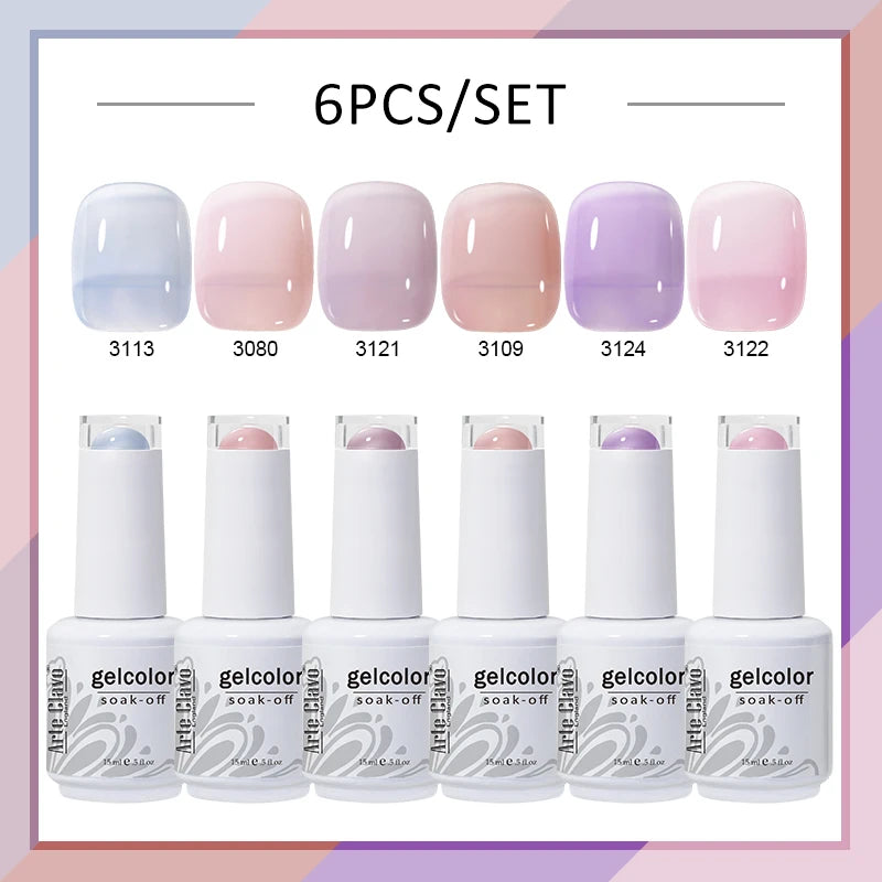 Arte Clavo 4 6 8 Gel Nail Polish Art Soak Off UV Colorful Semi