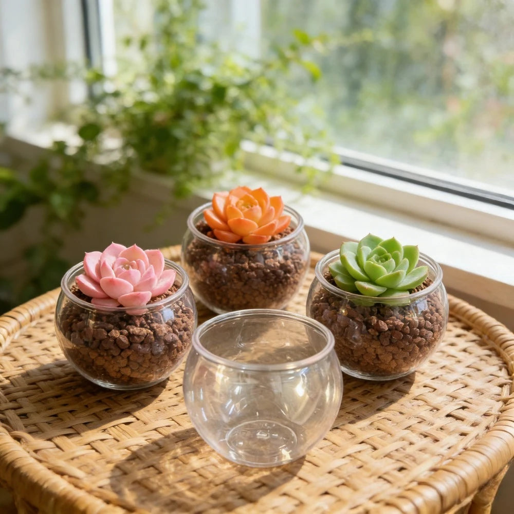 4pcs Transparent Spherical Mini Vases, Home Decor Vases, Creative Mini Fish Tanks, Durable Indoor，Office Desk Decoration Qme 4pcs
