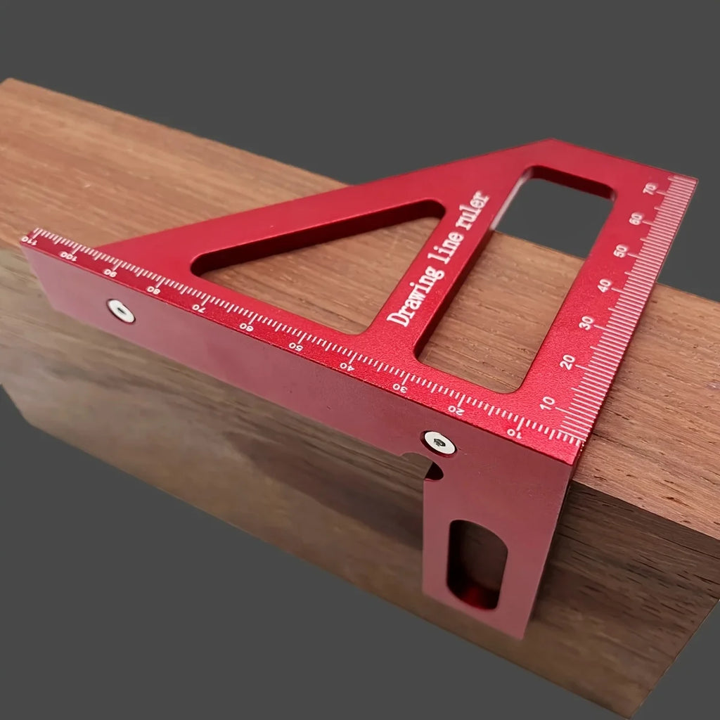 Aluminum Alloy Triangle Scribing Ruler 45/90 Degree Woodworking Layout Measuring Tool Precise Marking Square Drawing Line Ruler Qme