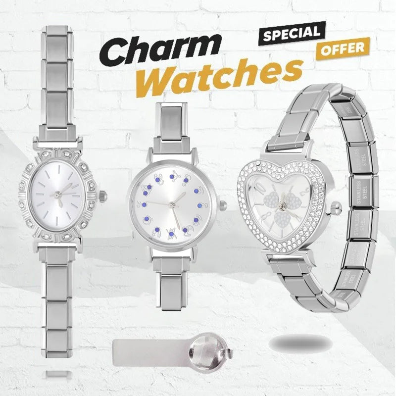 Fashion Wholesale Zircon Series Stainless Steel Watch Bracelet Men Womens 9mm DIY Italian Charm Bangle High Quality Jewelry Gift Qme