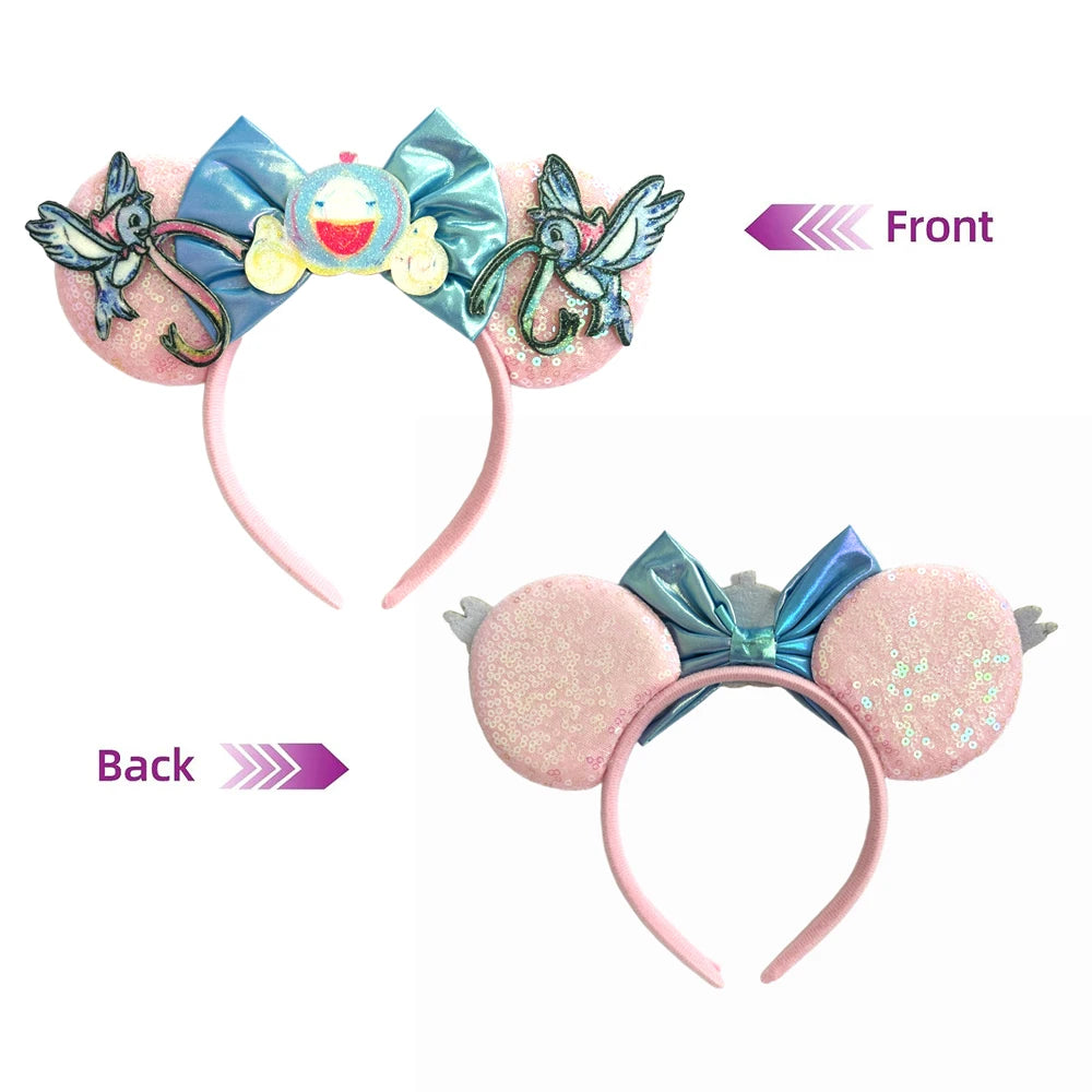 Sunflower Fashion Mouse Ears Princess Headband For Kids Band For Women Hair Accessories Girls Sequins 5" Sequin Bow Headwear Qme