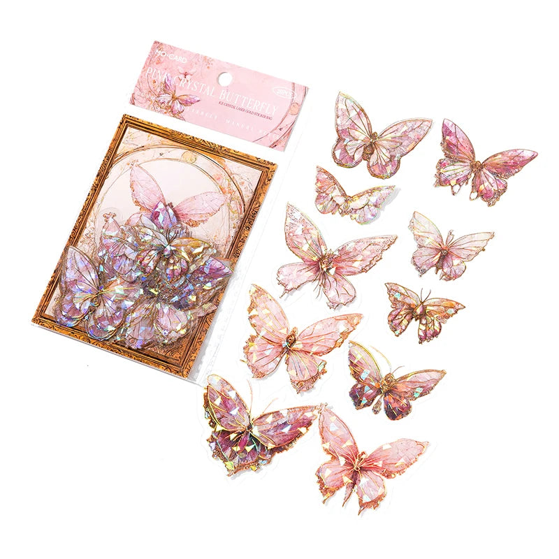 20Pcs PET Butterfly Stickers Transparent Decorative Decals DIY Scrapbooking Collage Photo Album Waterproof Decor Stickers Qme 2