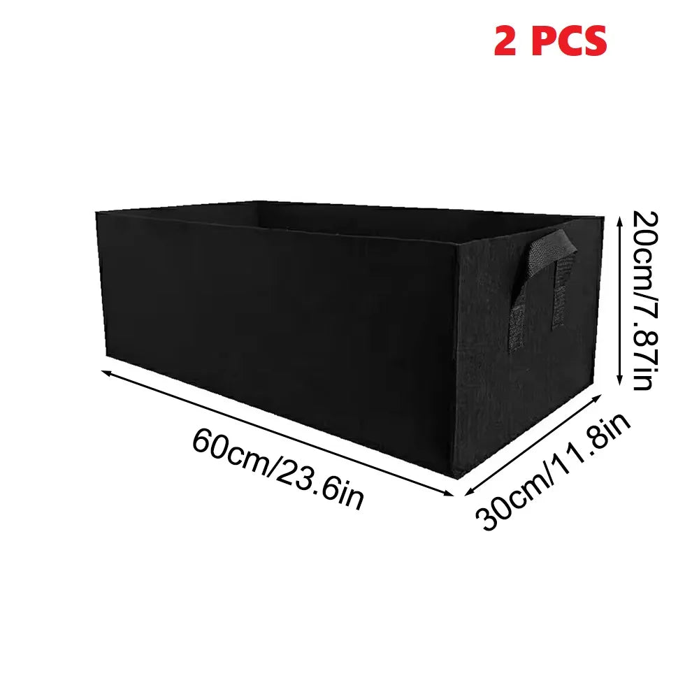 Garden Square Felt Growing Bucket Plant Growth Bag Multi-Functional Vegetable Plant Non-Woven Felt Growing Bag Qme 2PCS 60x30x20cm