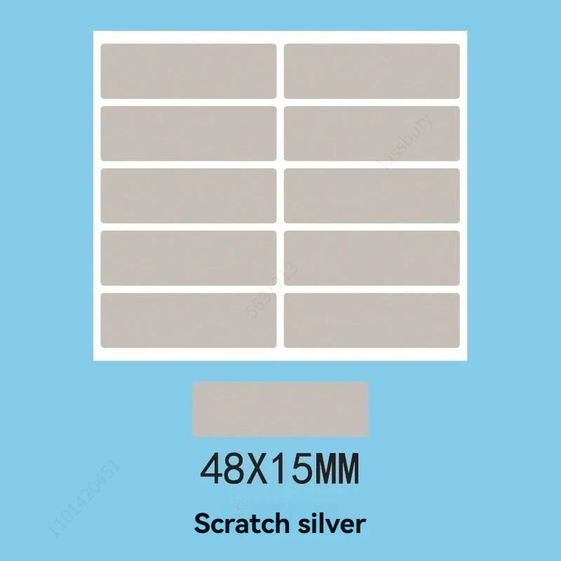 100pcs/ Pack (10 sheets) Rectangle Scratch Off Stickers Labels, 1.9 x 0.6 inch Qme 100pcs silver