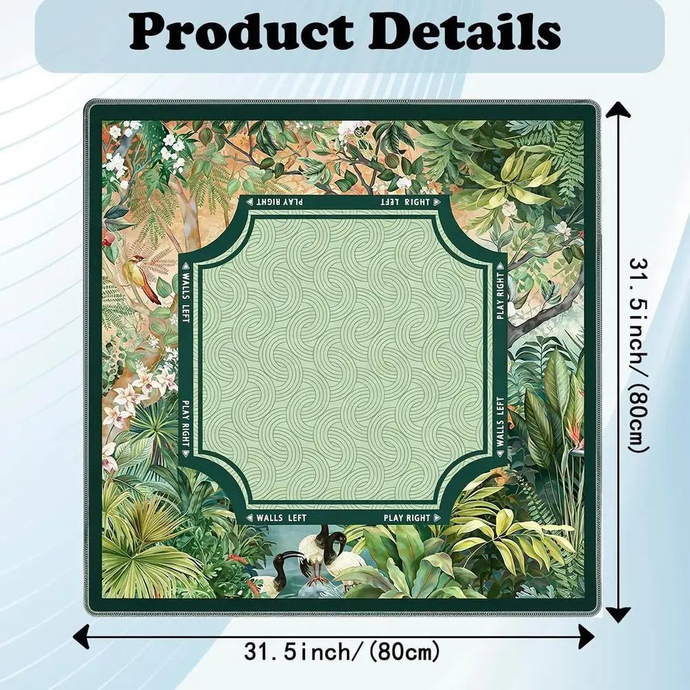 Mah Jongg Mat Vintage Non-slip Tropical Plants 80x80cm Portable Qme Green China Mainland