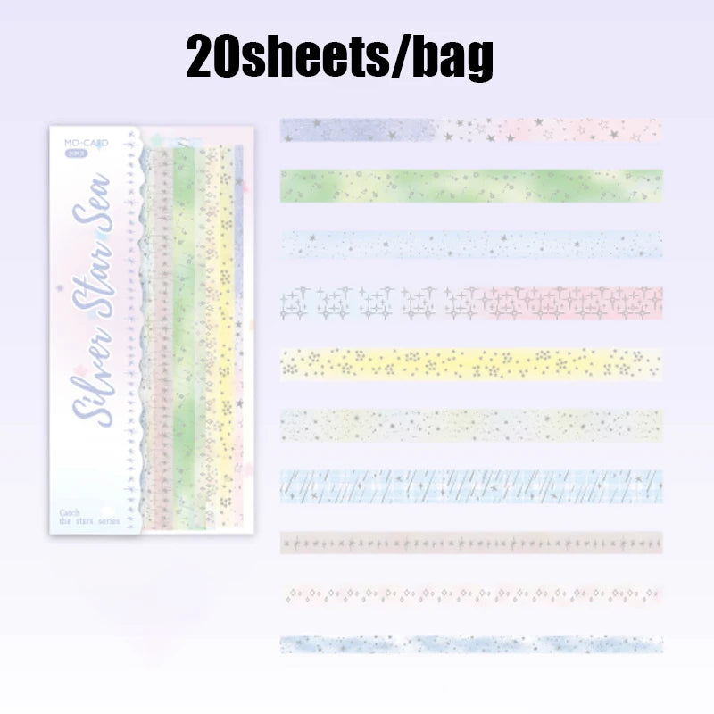 20 Sheets/Bag 3D Silver Foil PET Stickers Galaxy Stars for DIY Crafts Scrapbooking Journal Phone Case Decoration Qme 2