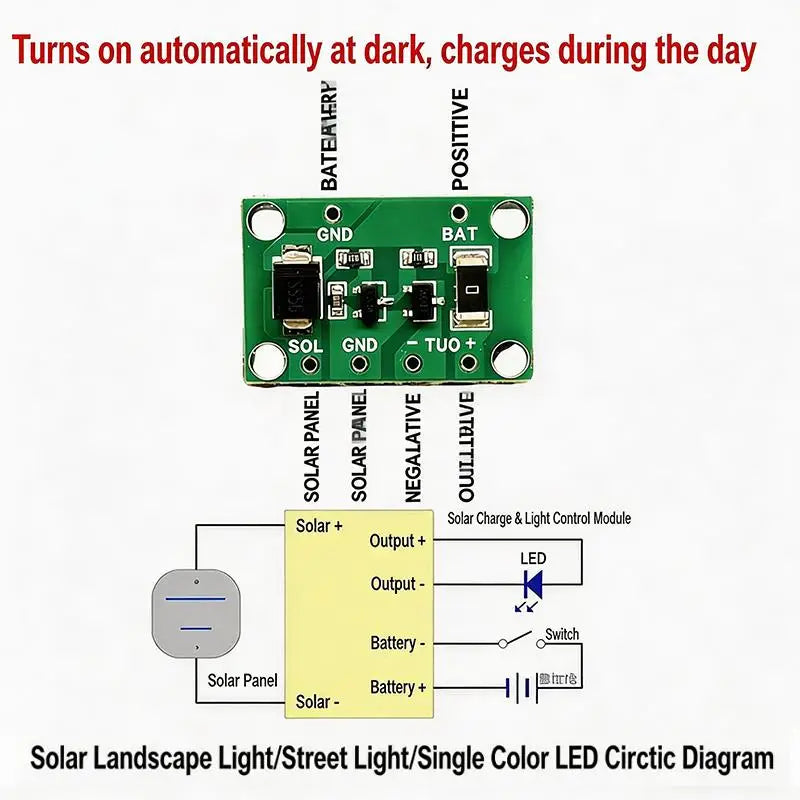 Solar PCB Controller 3 2V 7V 6V 12V 1A Light Control Lawn Lamp Qme one size Green