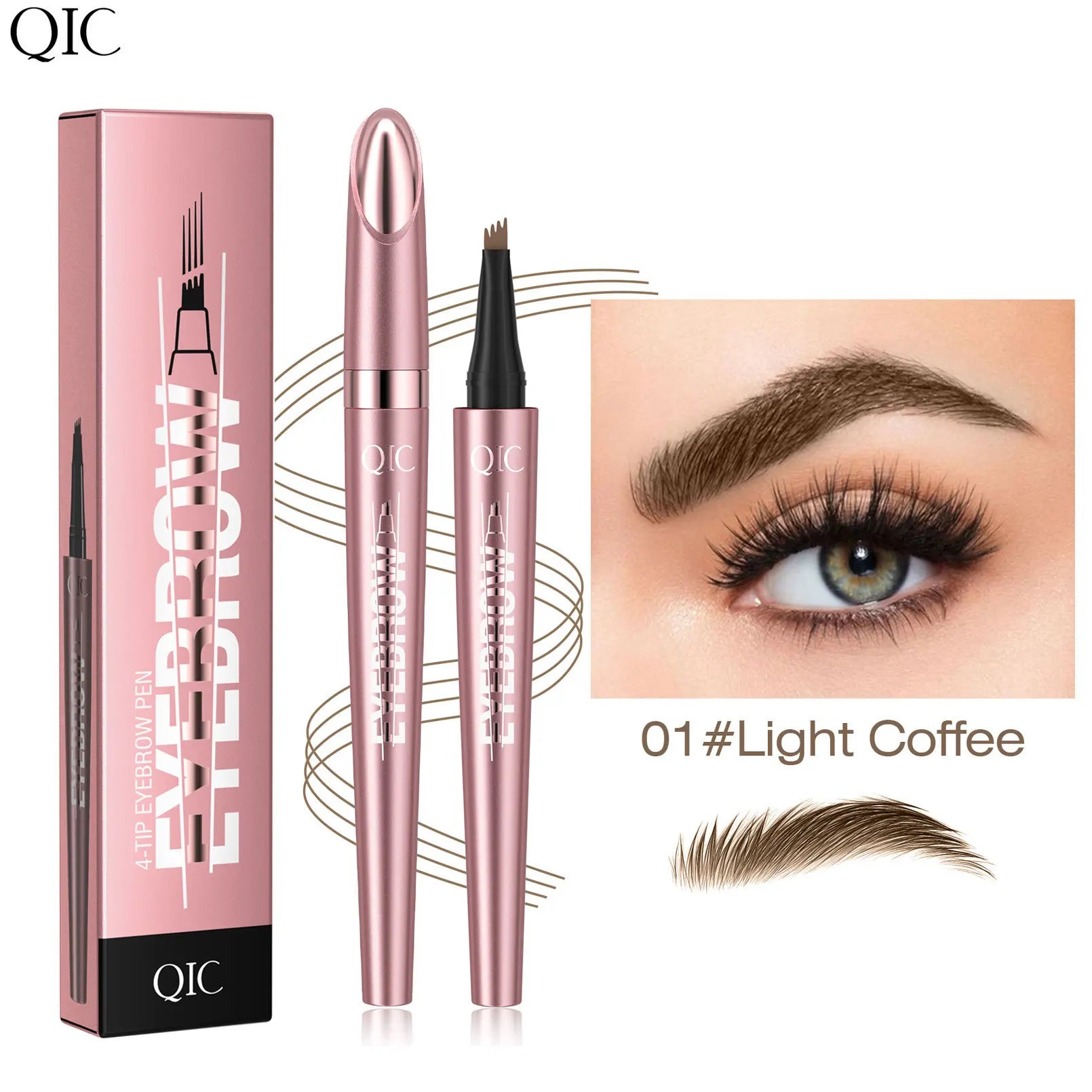 4 Point Liquid Eyebrow Pencil Waterproof Dark Brown Fork Tip Eyebrow Pencil Tattoo Fine Sketch Liquid Eyebrow Pen Makeup Tool Qme 01 Light coffee