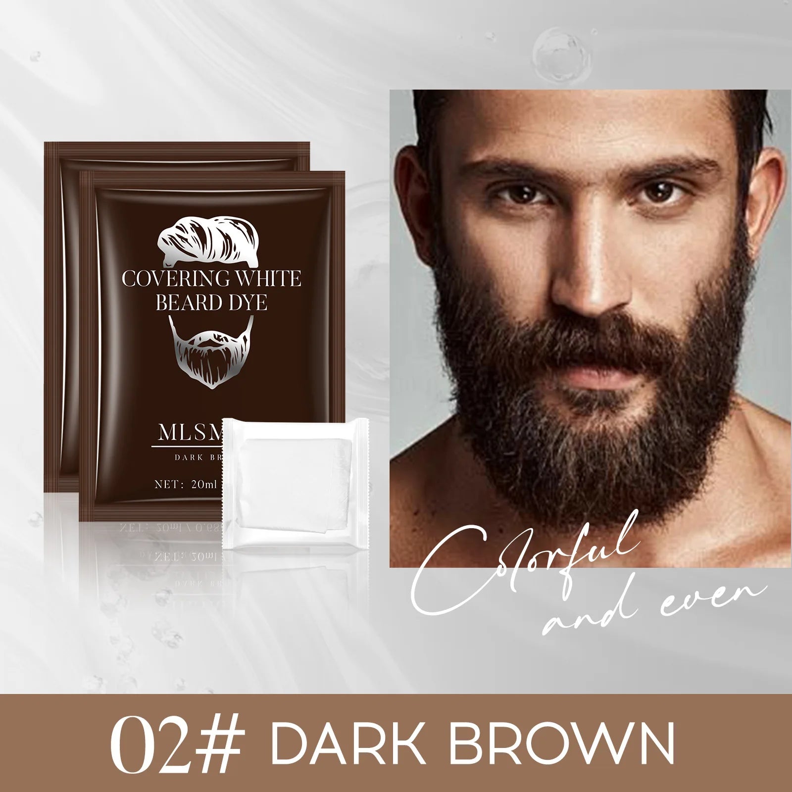 Men's Beard Bubble Hair Dye 10 Packs Easy-to-use Foam Long-lasting Qme 02DARK BROWN