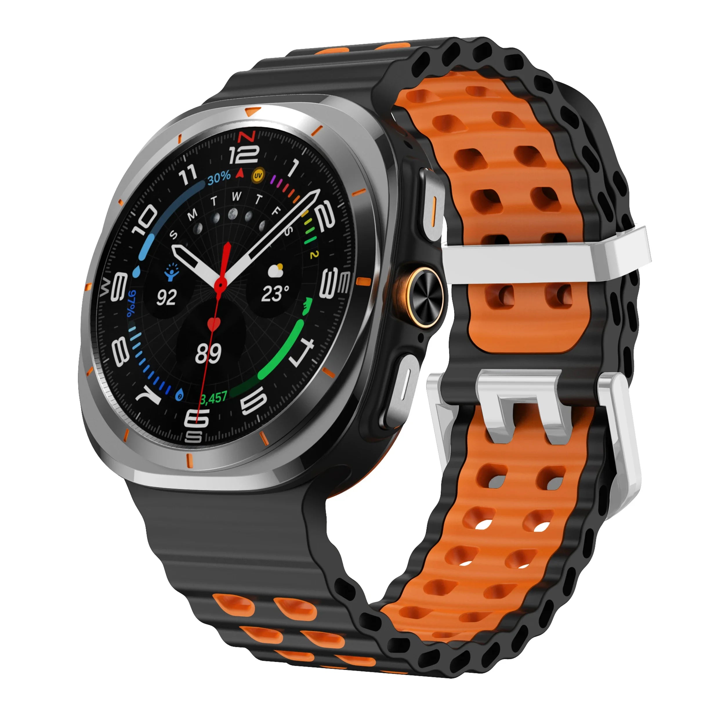 Two-Tone Sports Silicone Strap For Samsung Galaxy Watch Ultra Marine Band Bracelet For GalaxyWatch Ultra 47mm Watchband Qme Black OrangeS Galaxy Watch Ultra