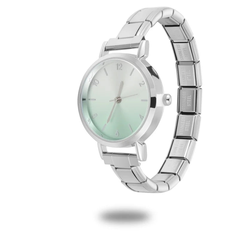 Fashion Women's Stainless Steel Round Blush Watch DIY Bracelet Bangle