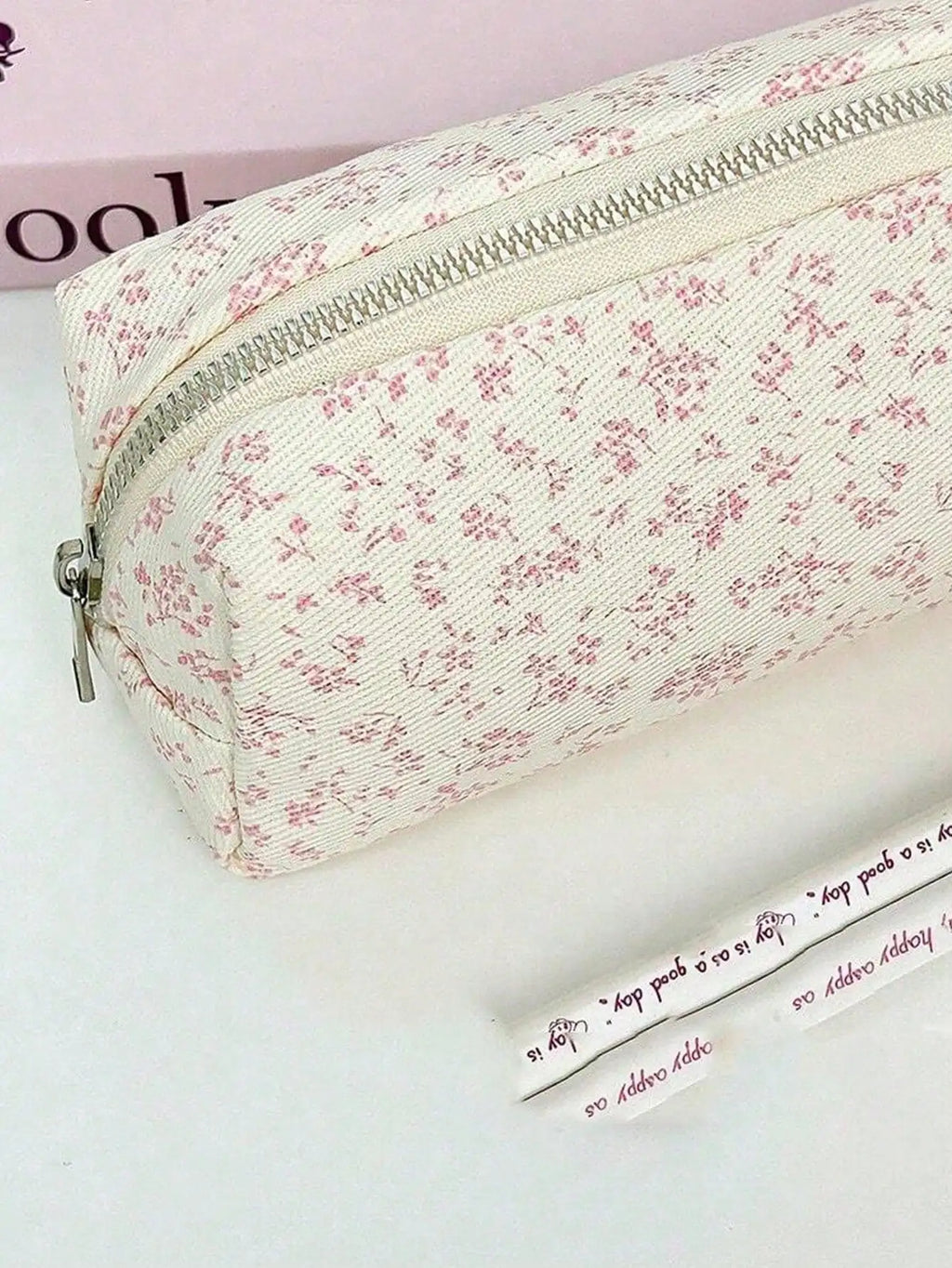 Pink Purple Pencil Case Ins Stationery Bag Multi-functional Cosmetic Qme