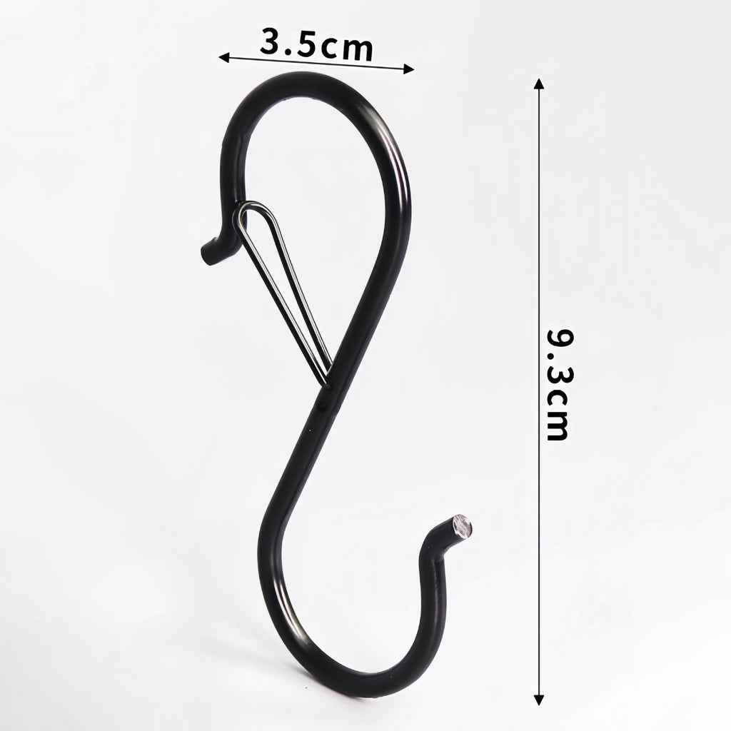 2/4/8PCS S Hooks for Hanging With Safety Buckle Heavy Duty S Hooks Large Metal S Hooks for Hanging Plants Jeans Pots Bags Qme