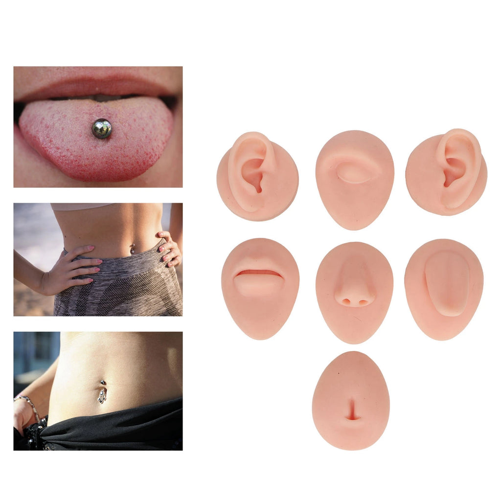 Silicone Eye Model Silicone Body Practice Model Simulation Silicone Ear Eye Nose Mouth Tongue and Belly Button Model for Novice Qme