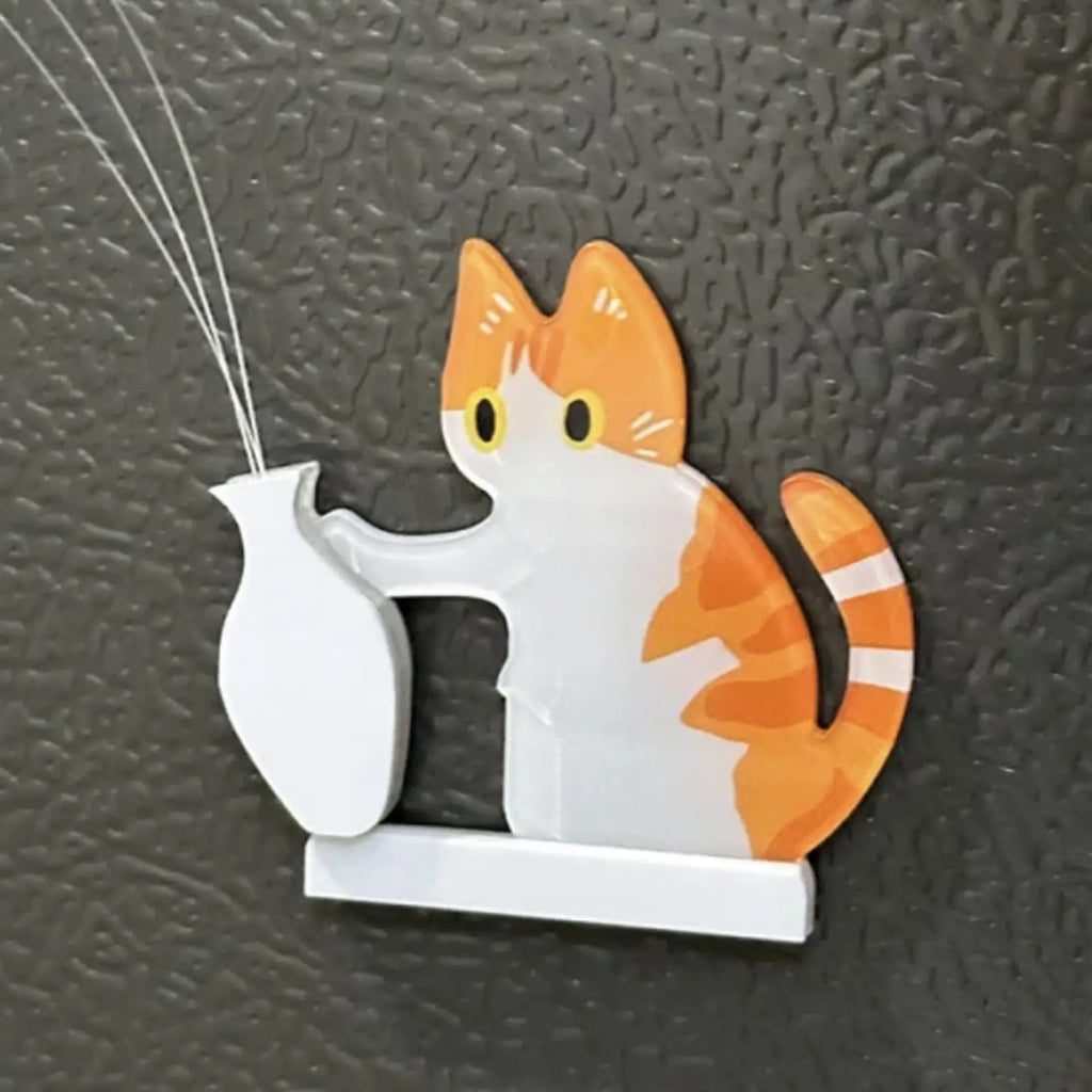 Cat Whisker Fridge Magnet Decorative Acrylic Cute Wide Opening Cat Whiskers Storage Container for Refrigerators Washing Machines Qme