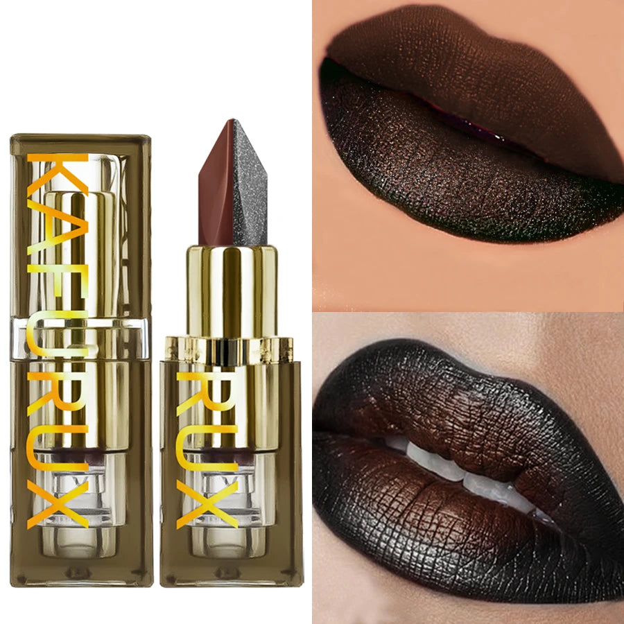 Two Tone Chocolate Lipstick Waterproof Glitter&matte Lip Tint Red Qme
