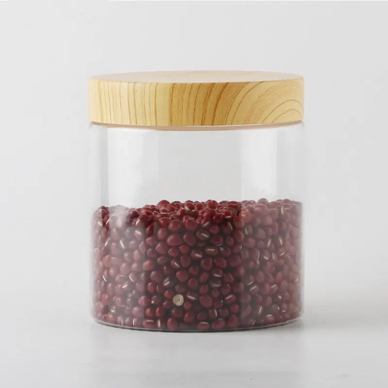 Imitation Wood Grain Sealed Jar Transparent Plastic Food Jar Dried Fruit PET Flower Tea Biscuit Box Food Packaging Bottles Qme 3pcs 500ml