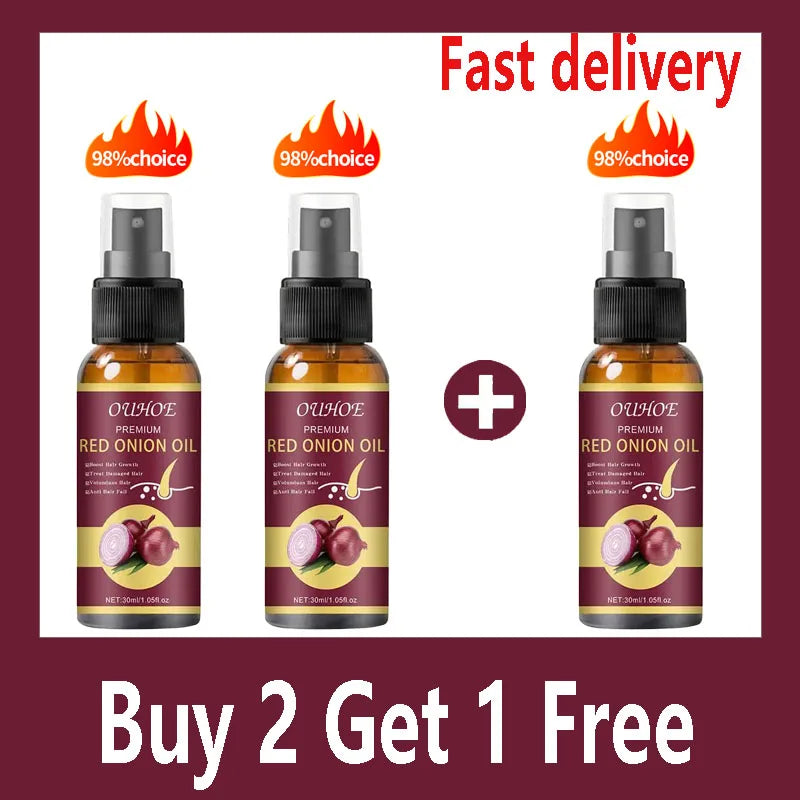 Red Onion Hair Growth Essential Oil Care Spray Prevent Hair Loss Nourish Roots Improve Hair Texture Care Products Qme 3 pcs