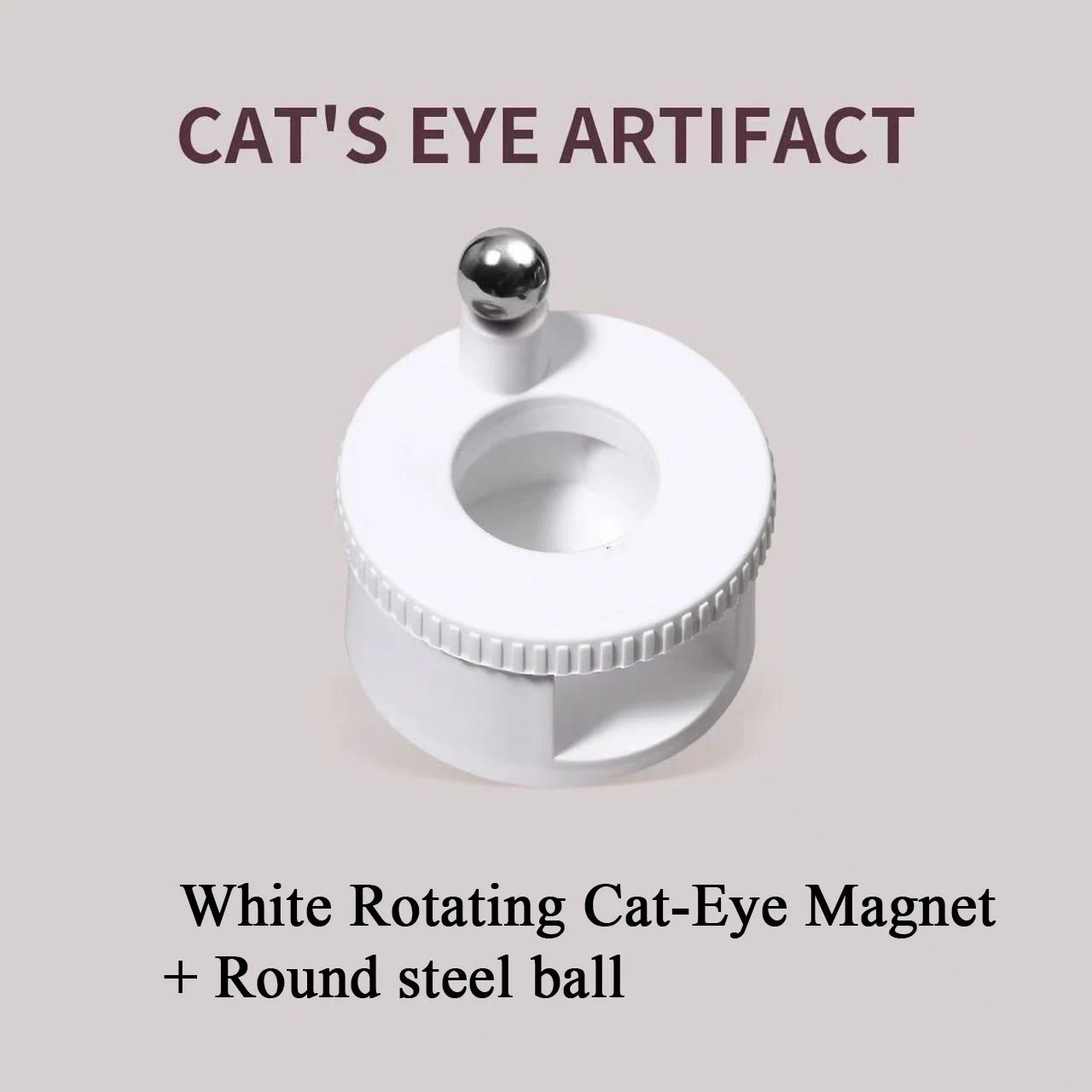 Auto Rotate Cat Eye Magnet, Professional Nail Art Tool for 3D Glass Bead Effect, Strong Magnetic Wand Easy for Beginner DIY Nail Qme B White and ball