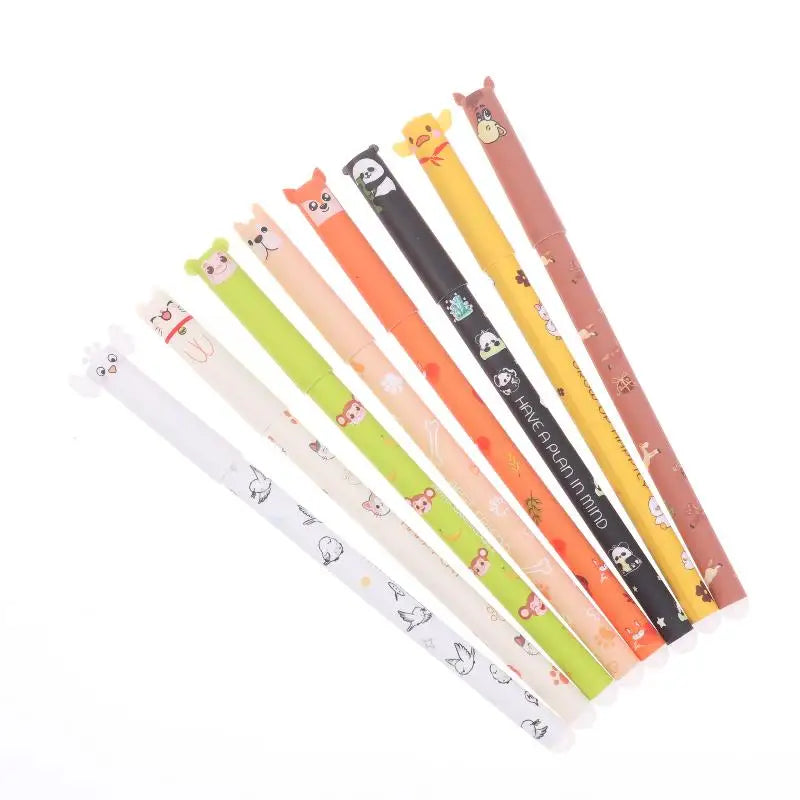 Animal Erasable Gel Pens 8 Soft Grip Smooth Writing Study Work Qme