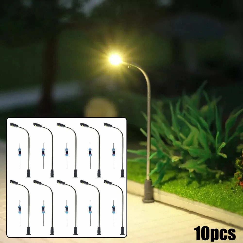 Warm White LED Street Lights Resistors 10pcs/set 42mm For Model Making For Railway & Building Layout Lampposts Qme