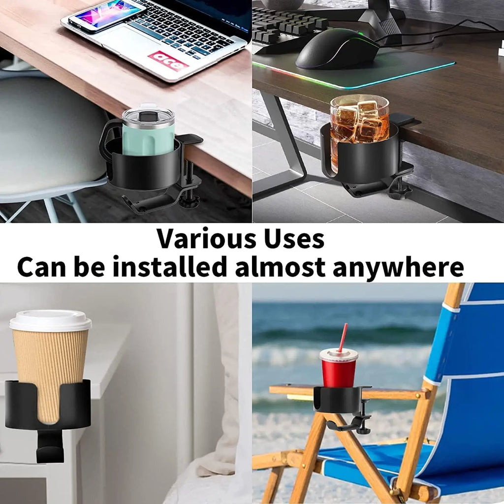 360° Rotating Desk Holder, Desk Cup Holder ,Clamp On Desk Organizer,Gaming Desk Accessories Qme