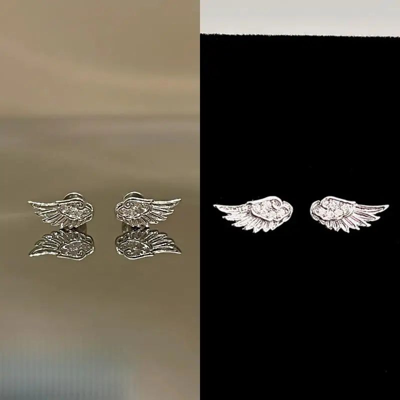 3 Shiny Angel Wings Ear Studs Vintage Couple Jewelry Creative Luxury Qme A2