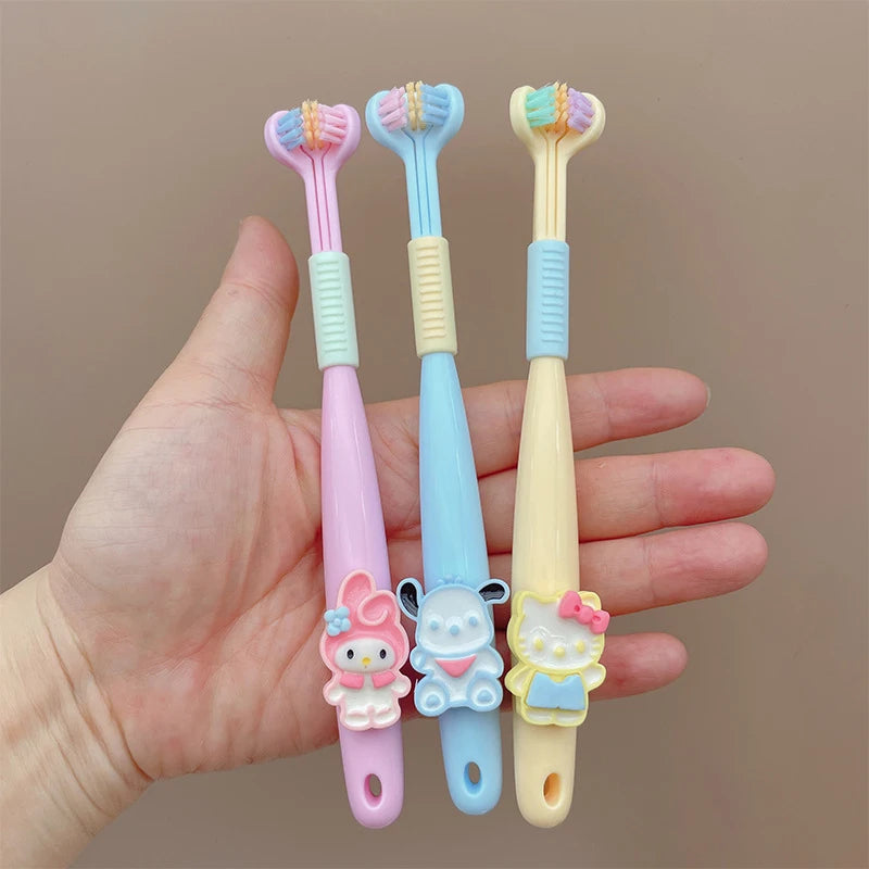 Hello Kitty Kuromi Three-sided Toothbrush Cute Student Soft Bristles Qme