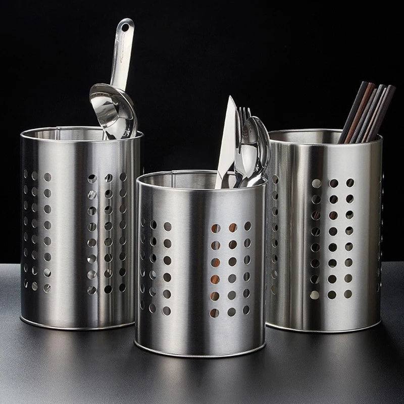 Stainless Steel Chopsticks Tube Tableware Bucket High-capacity Qme