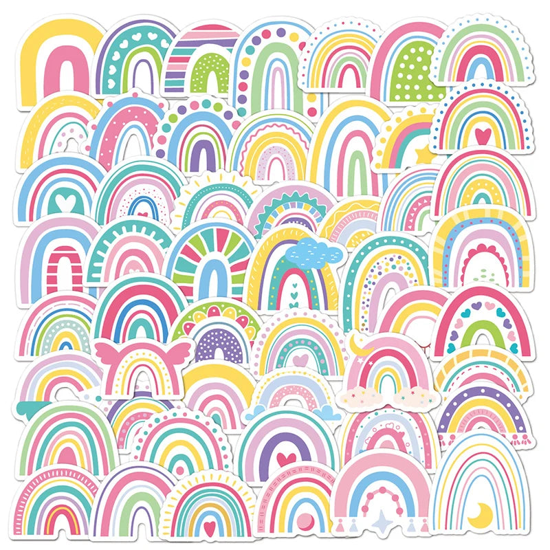 A set of rainbow stickers, birthday party cartoon graffiti stickers, water cup stickers Qme Mixed Color Other