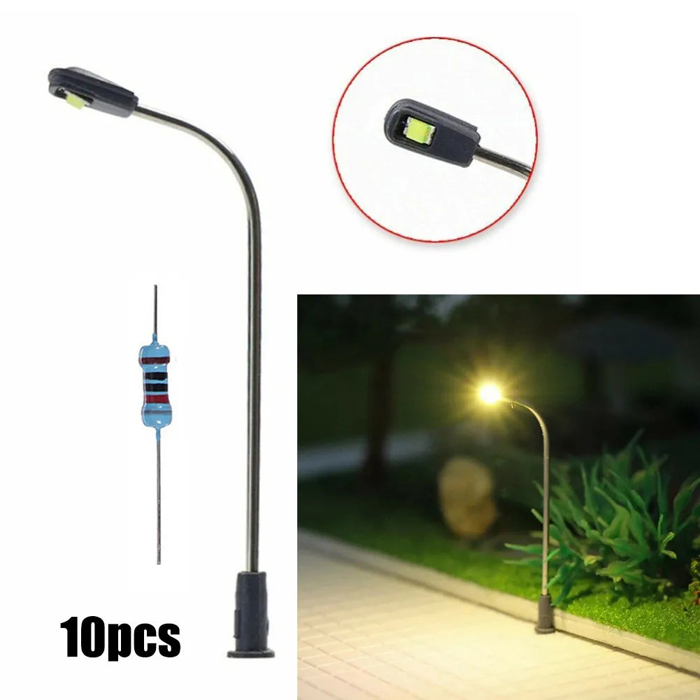 Warm White LED Street Lights Resistors 10pcs/set 42mm For Model Making For Railway & Building Layout Lampposts Qme