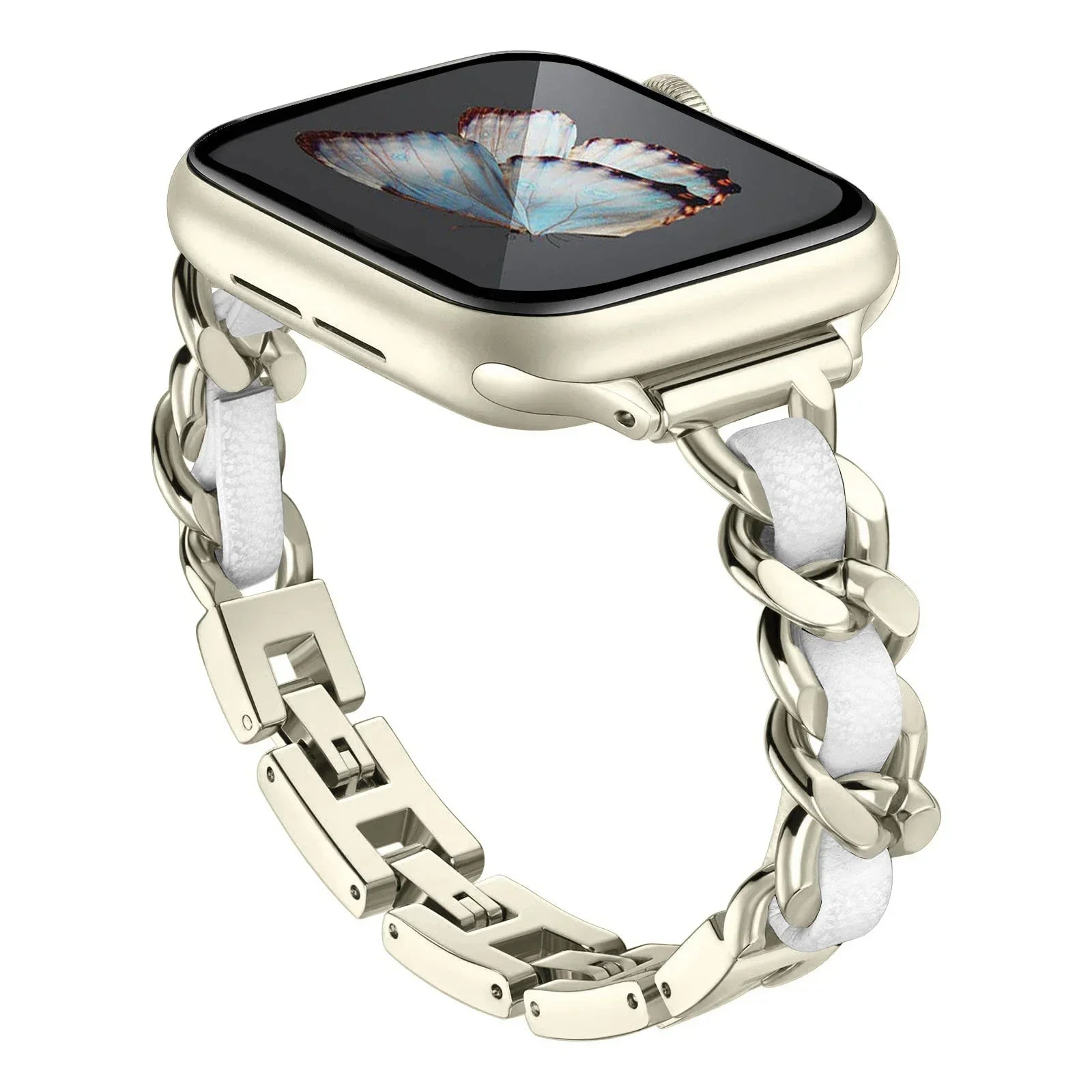 Stainless Steel Strap for Apple Watch Band 49mm 38mm 42mm 40mm 44mm Metal Bracelet iWatch Series 8 7 6 SE 5 4 3 2 1 ultra Strap Qme Starlight W 38 40 41mm