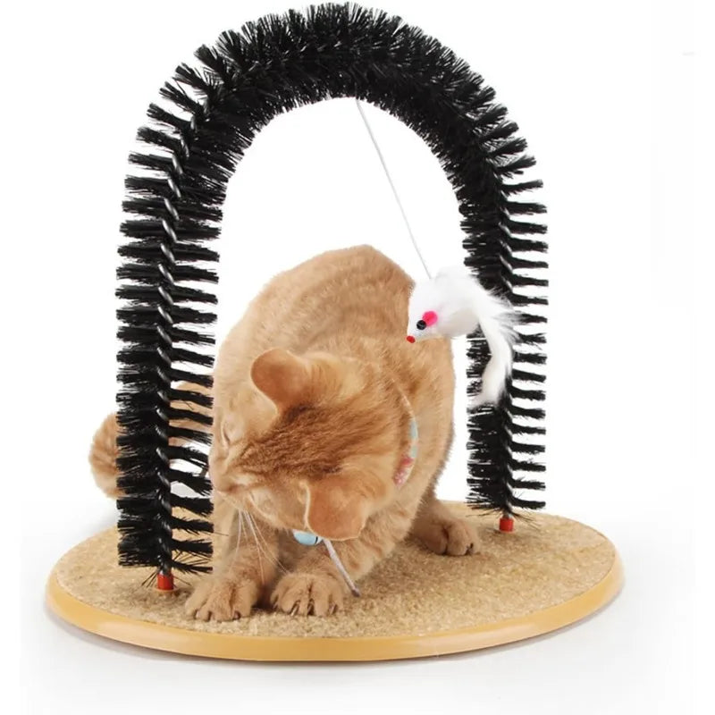 Cat grooming device, indoor cat brush toy, arch grooming device, cat massager toy Qme black