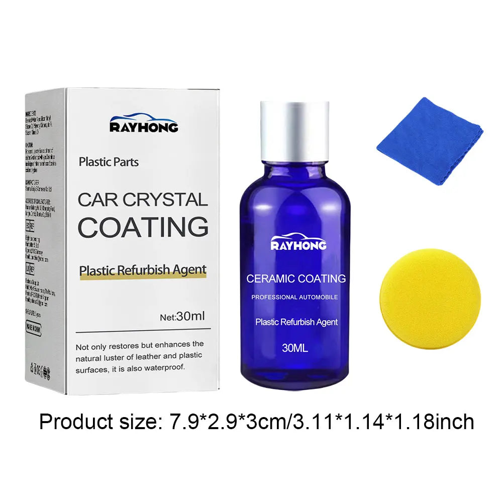 30ml Plastic Refurbish Agent with Sponge Plastic Parts Crystal Coating Plastic Parts Refurbish Restoration Ceramic Coating Agent Qme