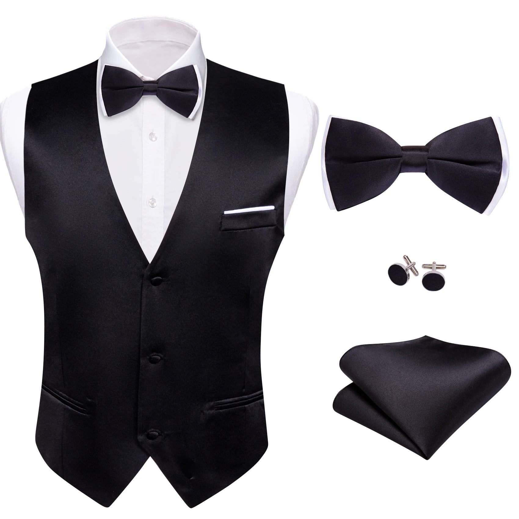 Elegant Satin Waistcoat Matching Bow Tie Men Multicolor Choice Ideal Qme MJ-2778 XL
