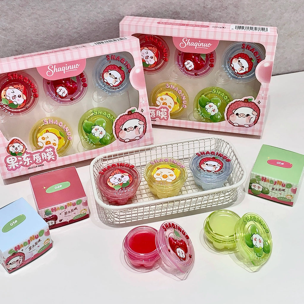 SHAQINUO Fruit Jelly Lip Mask Moisturizing Hydrating Nourishing Balm Qme