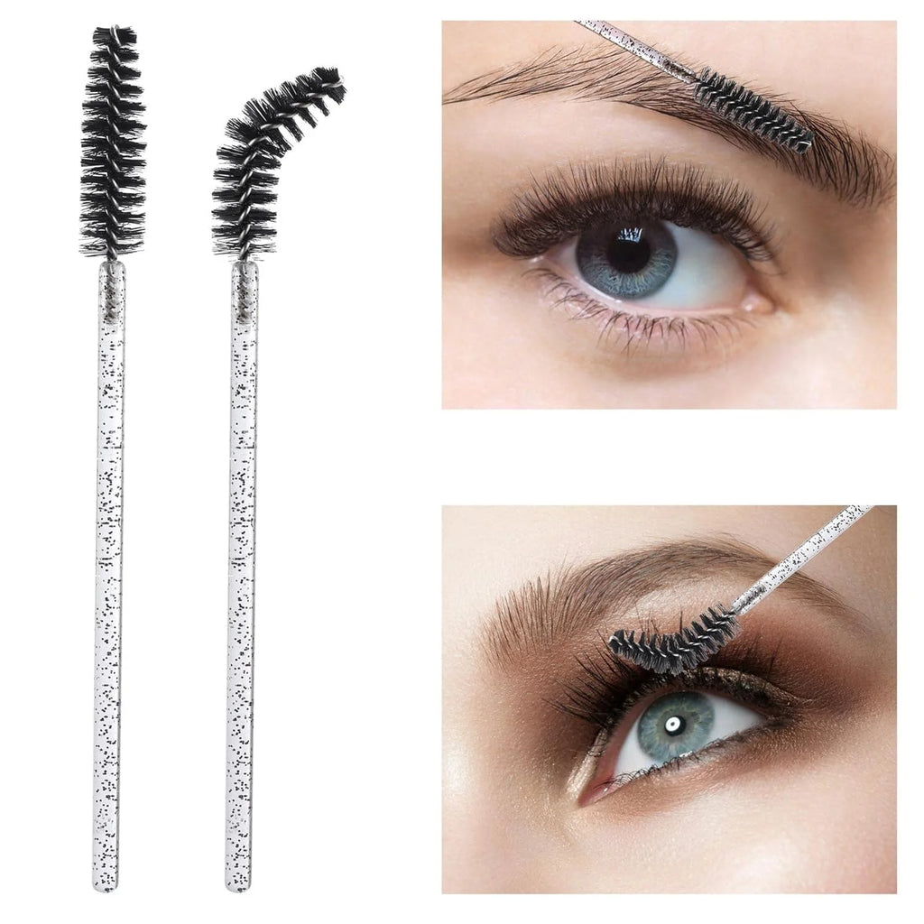 50 Disposable Eye Black Sticks Crystal Eyebrow Bobbin Brush Extending Qme