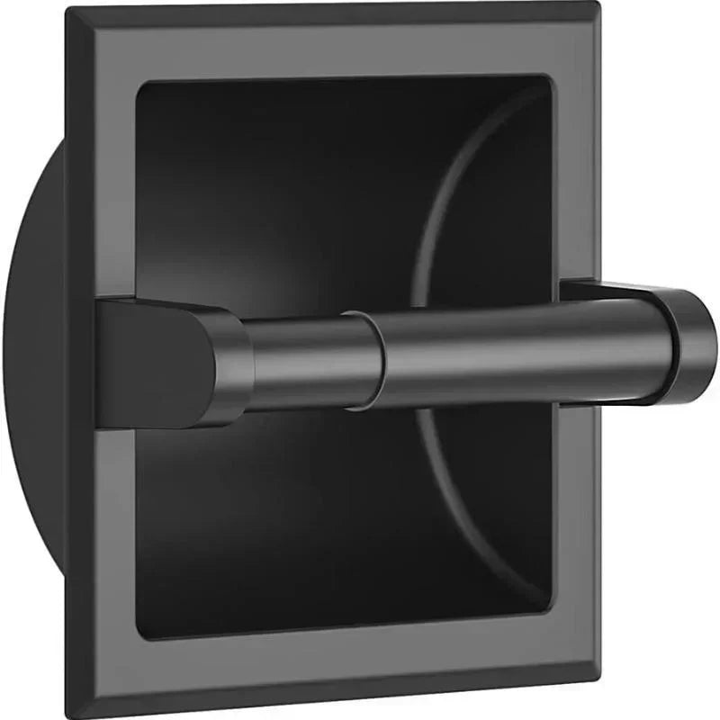 Black Metal Toilet Paper Holder Recessed Mounting Bracket Bathroom Qme A